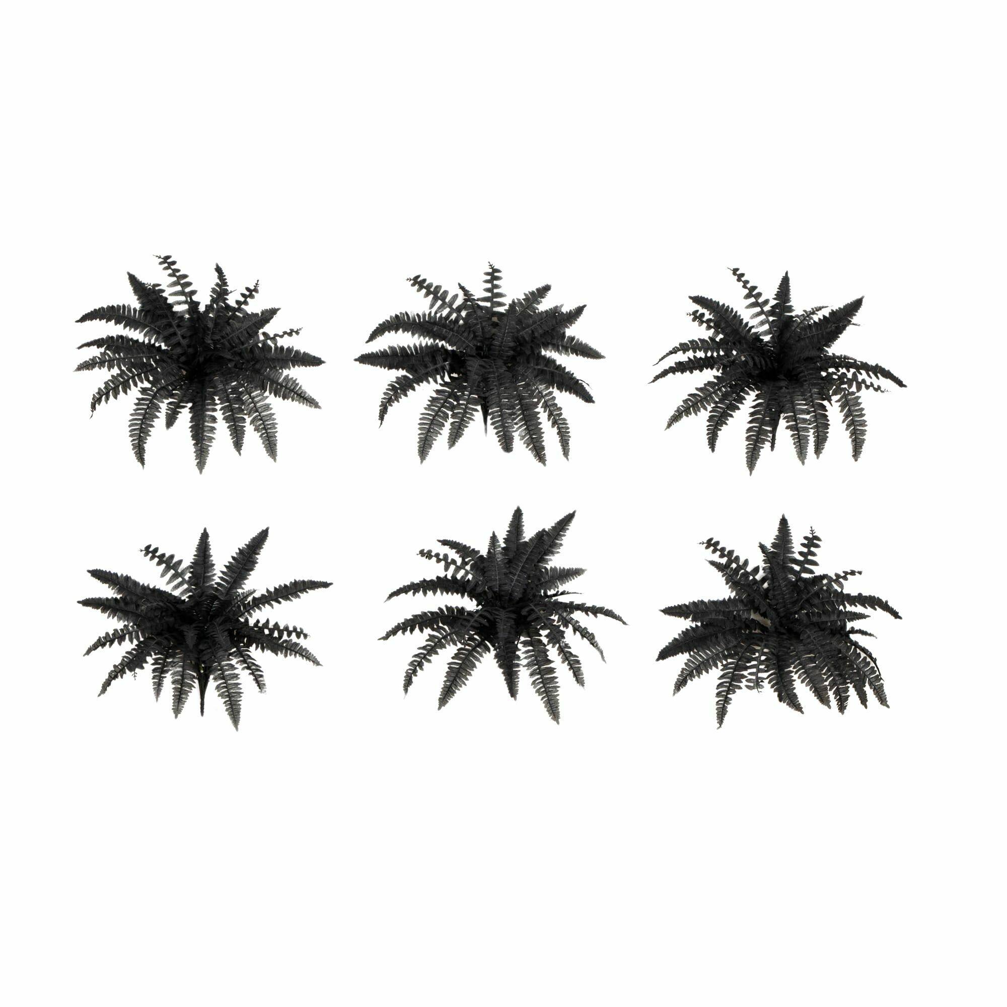 19in. Artificial Halloween Black Boston Fern - Set of 6